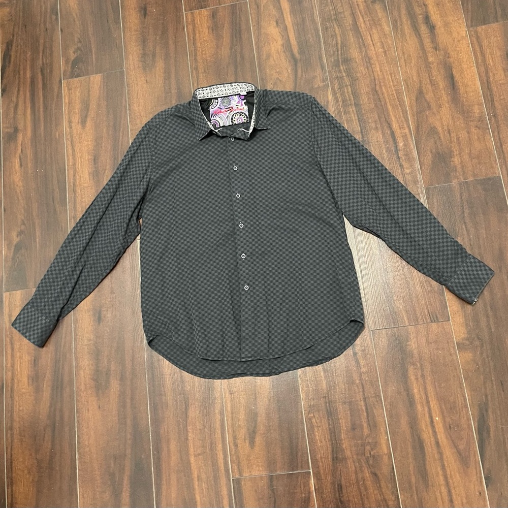 Robert Graham Mens Button Down Shirt Size X-large Classic Fit. Dark Grey.